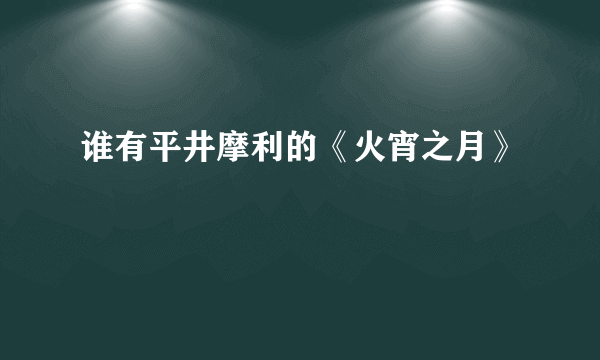 谁有平井摩利的《火宵之月》