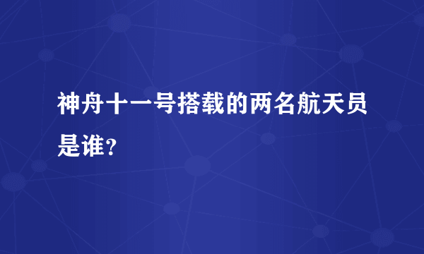 神舟十一号搭载的两名航天员是谁？