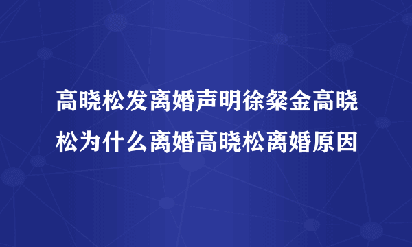 高晓松发离婚声明徐粲金高晓松为什么离婚高晓松离婚原因