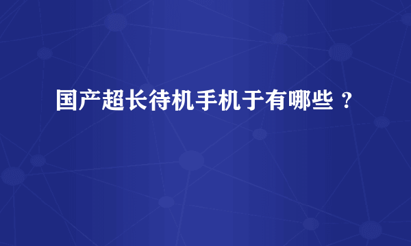 国产超长待机手机于有哪些 ?