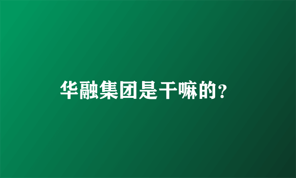 华融集团是干嘛的？