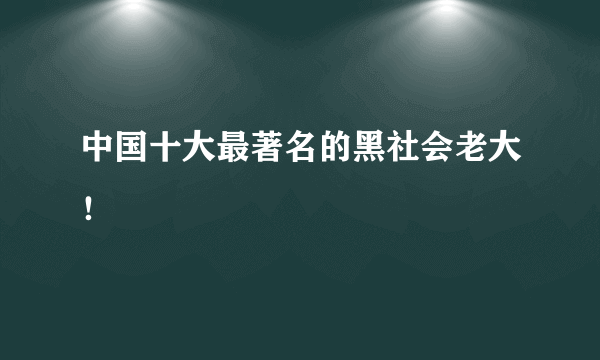 中国十大最著名的黑社会老大！