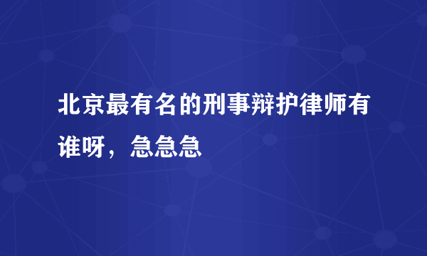 北京最有名的刑事辩护律师有谁呀，急急急