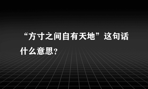 “方寸之间自有天地”这句话什么意思？