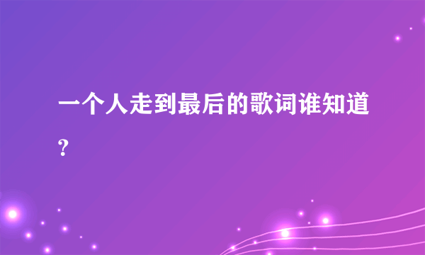 一个人走到最后的歌词谁知道？