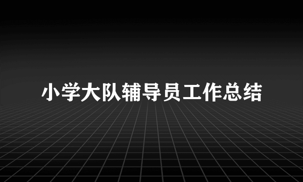 小学大队辅导员工作总结