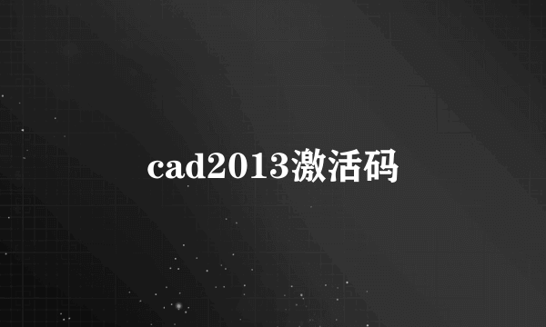 cad2013激活码