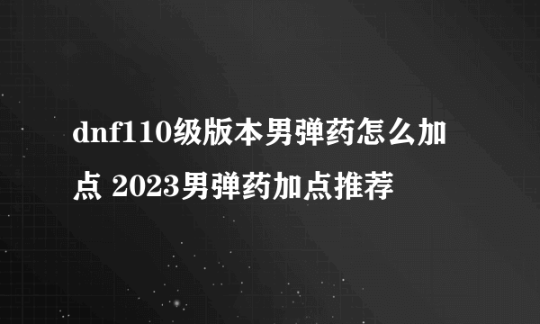 dnf110级版本男弹药怎么加点 2023男弹药加点推荐