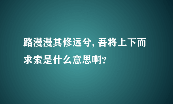 路漫漫其修远兮, 吾将上下而求索是什么意思啊？