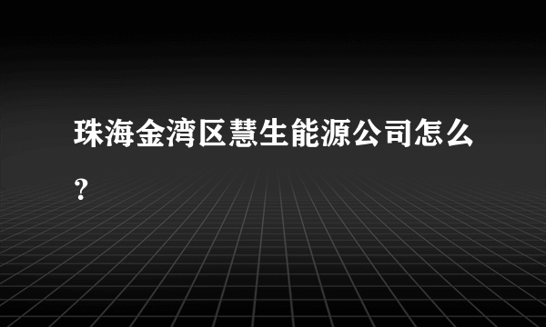 珠海金湾区慧生能源公司怎么？