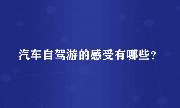 汽车自驾游的感受有哪些？