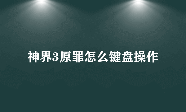 神界3原罪怎么键盘操作