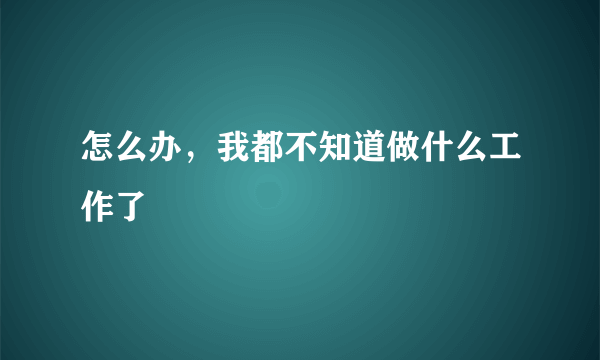 怎么办，我都不知道做什么工作了