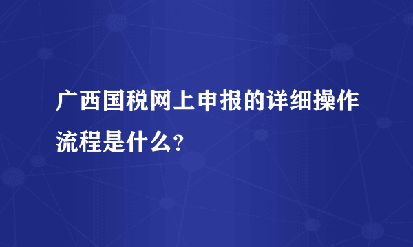 广西国税网上申报的详细操作流程是什么？