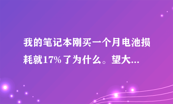 我的笔记本刚买一个月电池损耗就17%了为什么。望大家指教。