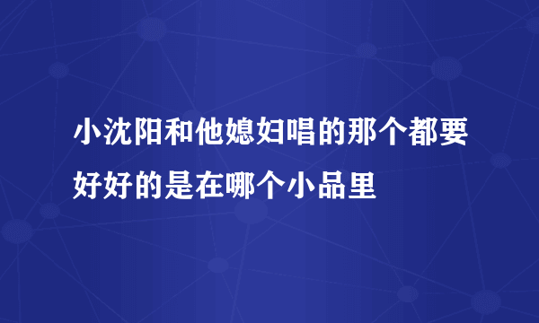 小沈阳和他媳妇唱的那个都要好好的是在哪个小品里