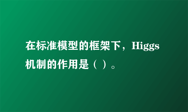 在标准模型的框架下，Higgs机制的作用是（）。