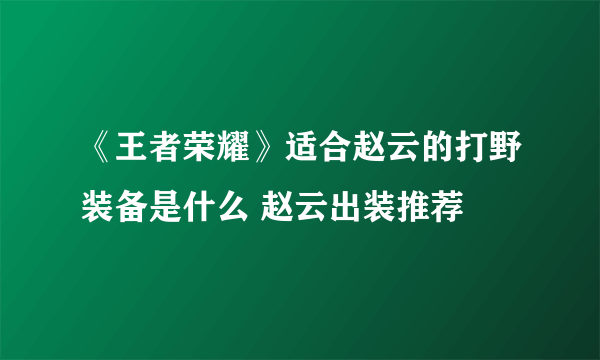 《王者荣耀》适合赵云的打野装备是什么 赵云出装推荐