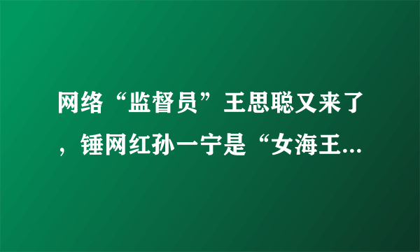 网络“监督员”王思聪又来了，锤网红孙一宁是“女海王”，他俩有啥故事？