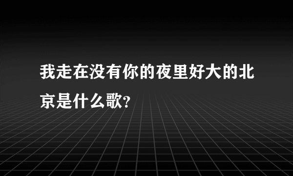 我走在没有你的夜里好大的北京是什么歌？