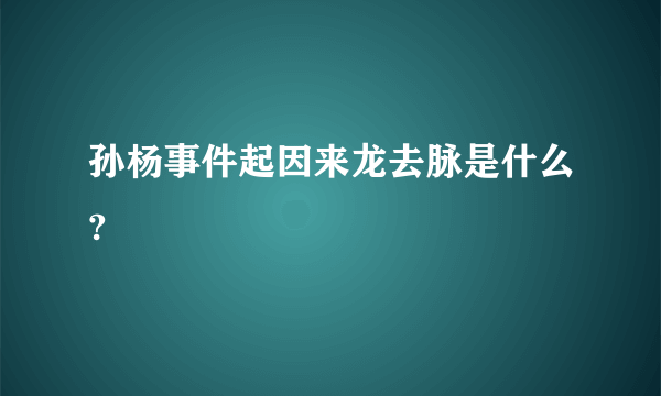 孙杨事件起因来龙去脉是什么?