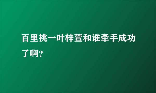 百里挑一叶梓萱和谁牵手成功了啊？