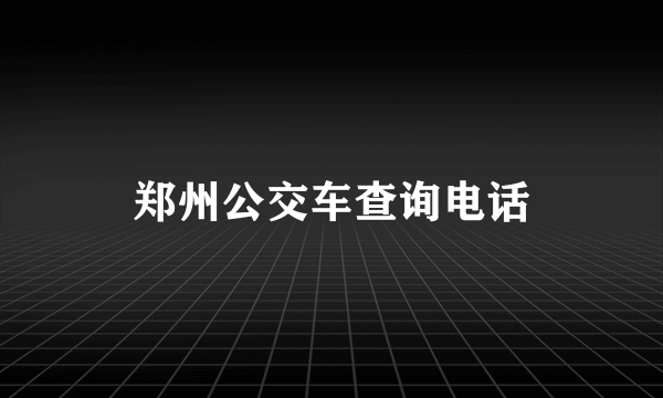 郑州公交车查询电话