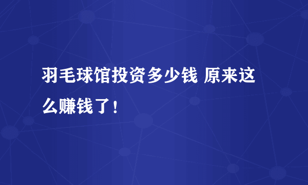 羽毛球馆投资多少钱 原来这么赚钱了！