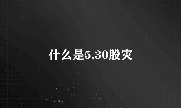 什么是5.30股灾