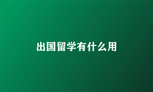 出国留学有什么用