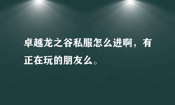 卓越龙之谷私服怎么进啊，有正在玩的朋友么。