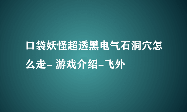 口袋妖怪超透黑电气石洞穴怎么走- 游戏介绍-飞外