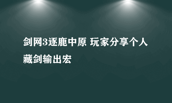 剑网3逐鹿中原 玩家分享个人藏剑输出宏