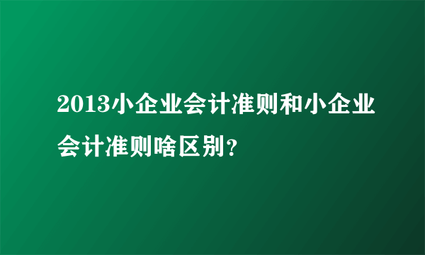 2013小企业会计准则和小企业会计准则啥区别？