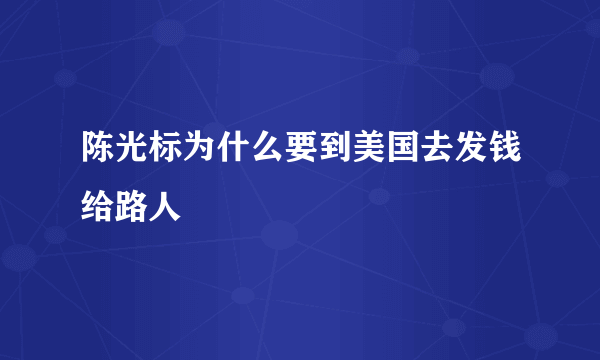 陈光标为什么要到美国去发钱给路人