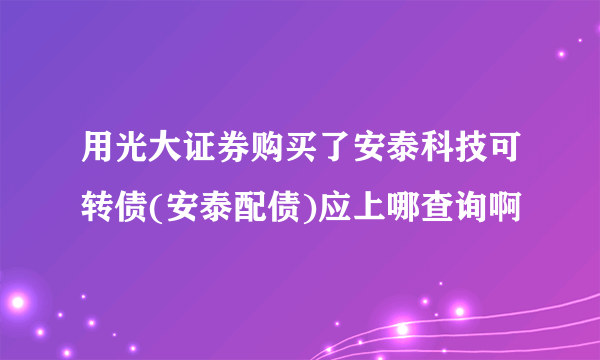 用光大证券购买了安泰科技可转债(安泰配债)应上哪查询啊