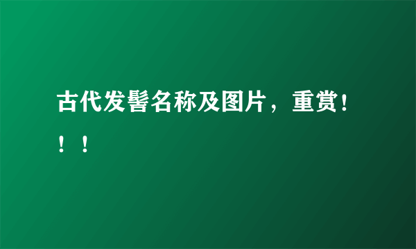 古代发髻名称及图片，重赏！！！