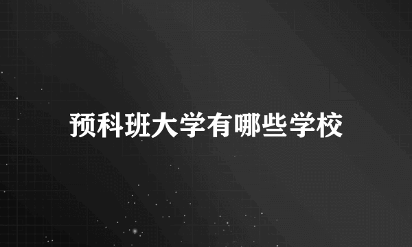 预科班大学有哪些学校