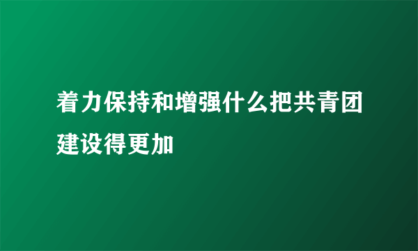 着力保持和增强什么把共青团建设得更加