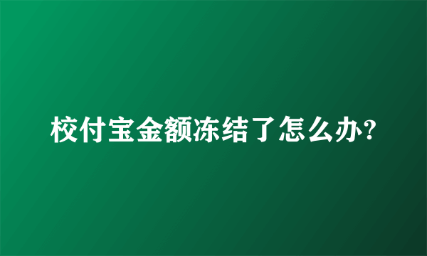 校付宝金额冻结了怎么办?