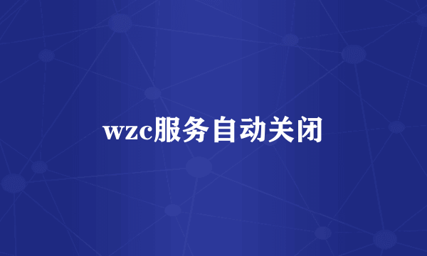 wzc服务自动关闭