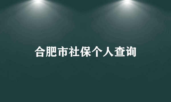 合肥市社保个人查询