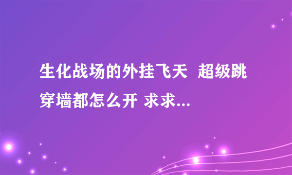 生化战场的外挂飞天  超级跳  穿墙都怎么开 求求你告诉我