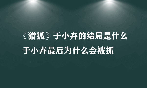 《猎狐》于小卉的结局是什么 于小卉最后为什么会被抓