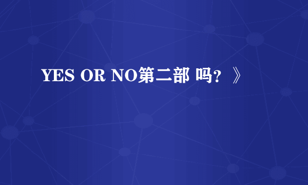 YES OR NO第二部 吗？》