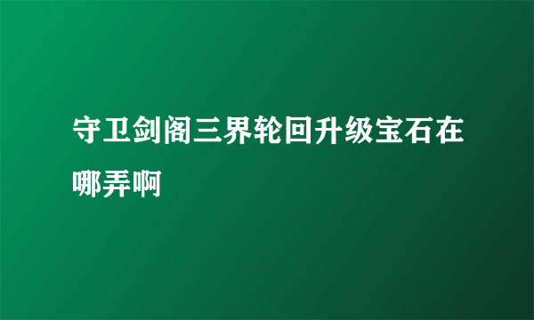 守卫剑阁三界轮回升级宝石在哪弄啊