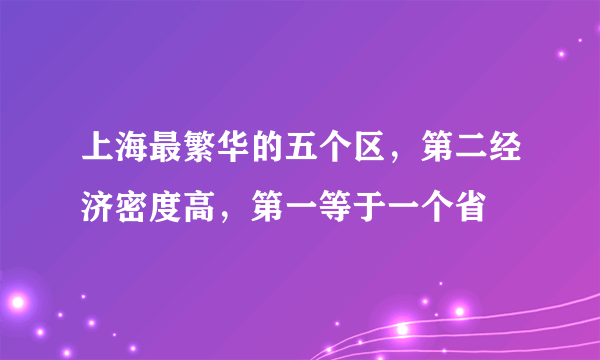 上海最繁华的五个区，第二经济密度高，第一等于一个省