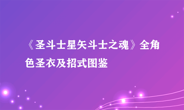 《圣斗士星矢斗士之魂》全角色圣衣及招式图鉴