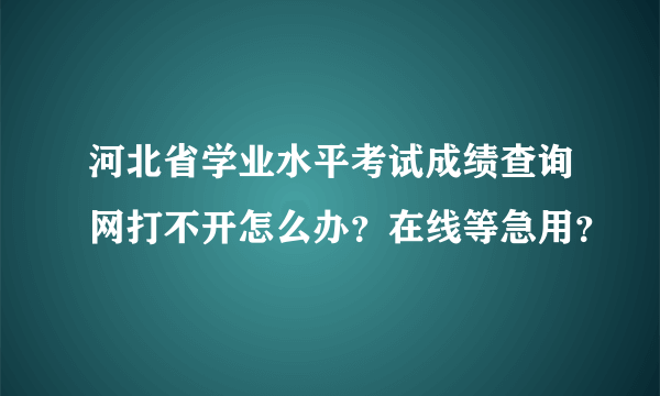 河北省学业水平考试成绩查询网打不开怎么办？在线等急用？