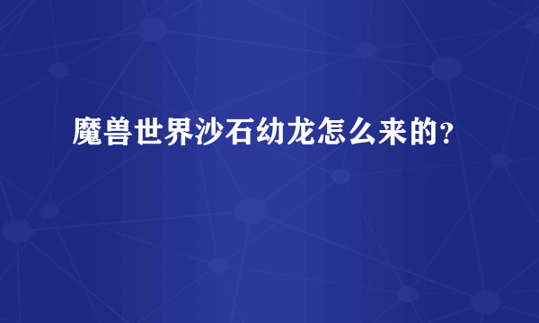 魔兽世界沙石幼龙怎么来的？